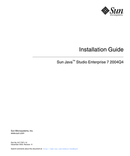 Sun Java Studio Enterprise 7 Installation