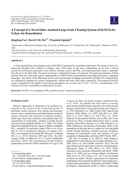 A Concept of a Novel Solar-Assisted Large-Scale Cleaning System (SALSCS) for Urban Air Remediation