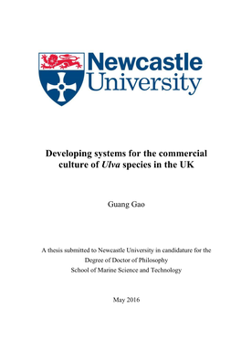 Developing Systems for the Commercial Culture of Ulva Species in the UK