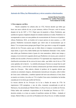 Antonio De Ulloa, Las Matemáticas Y Otros Asuntos Relacionados