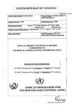 U|Yited Republic of Tanzaiyia African Programme