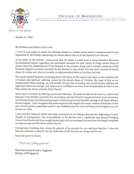 Bishop Caggiano Letter & Financial Accountability Report