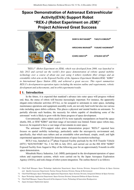 Space Demonstration of Astronaut Extravehicular Activity(EVA) Support Robot “REX-J (Robot Experiment on JEM)” Project Achieved Great Success