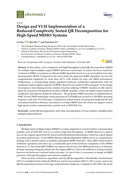 Design and VLSI Implementation of a Reduced-Complexity Sorted QR Decomposition for High-Speed MIMO Systems