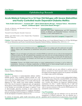 Acute Bilateral Cataract in a 14-Year Old Refugee with Severe