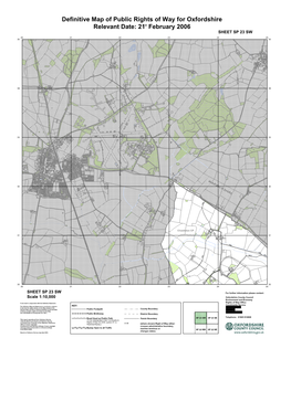 Definitive Map of Public Rights of Way for Oxfordshire Relevant Date: 21St February 2006 Colour SHEET SP 23 SW