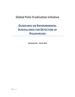 Guidelines on Environmental Surveillance for Detection of Polioviruses