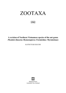 Zootaxa, a Revision of Northern Vietnamese