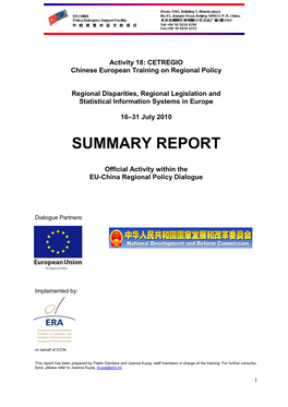 2010: Information Session on Regional Disparities, Regional Policy and Legislation and Statistical Information Systems