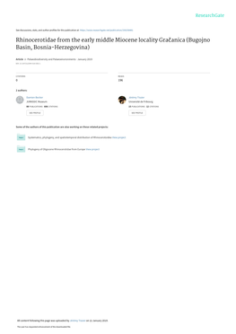 Rhinocerotidae from the Early Middle Miocene Locality Gračanica (Bugojno Basin, Bosnia-Herzegovina)