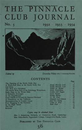 THE PINNACLE CLUB JOURNAL 1932-34 © Pinnacle Club and Author All Rights Reserved
