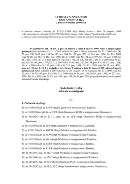 UCHWAŁA Nr XXX/347/2009 RADY GMINY USTKA Z Dnia 18 Września 2009 Roku