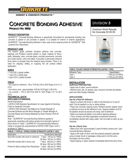 Concrete Bonding Adhesive Is Specifically Formulated for Permanently Bonding New Concrete Or Plaster to Old Concrete Or Plaster