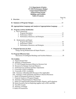 I U.S. Department of Justice FY 2022 Performance Budget Congressional