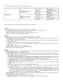 EDITED PEDIGREE for 2019 out of NIGHT PREMIERE (IRE)