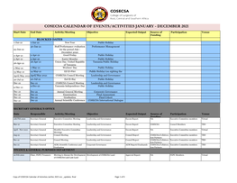 Calendar of Activities July-December 2013
