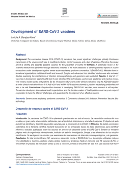 Development of SARS-Cov-2 Vaccines