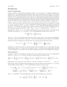 21 Apr 2021 Photon Gas . L18–1 the Photon Gas General