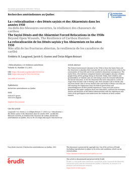 Des Dènès Sayisis Et Des Ahiarmiuts Dans Les Années 1950