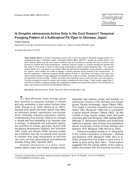 Is Ovophis Okinavensis Active Only in the Cool Season?