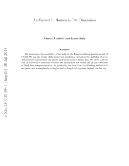 Arxiv:1307.8149V1 [Hep-Th] 30 Jul 2013 Contents