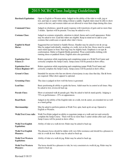 2015 NCRC Class Judging Guidelines Class Judging Guidelines