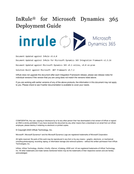 Inrule for Dynamics 365 Deployment Guide