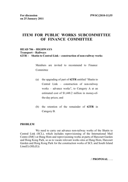 Item for Public Works Subcommittee of Finance Committee