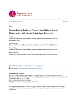 Camouflage Orthodontic Treatment on Skeletal Class II Malocclusion with Idiopathic Condylar Resorption