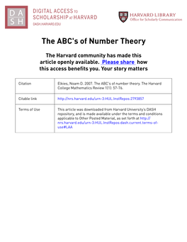 The ABC's of Number Theory