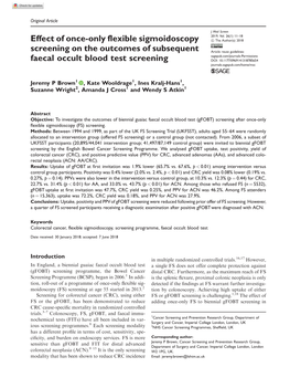 Effect of Once-Only Flexible Sigmoidoscopy Screening on The