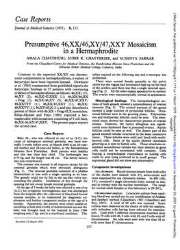 Case Reports Presumptive 46,XX/46,XY/47,XXY Mosaicism