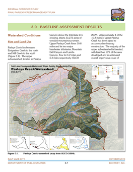 Watershed Conditions Canyon Above the Interstate 215 2009)