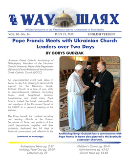 Pope Francis Meets with Ukrainian Church Leaders Over Two Days by BORYS GUDZIAK
