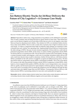 Are Battery-Electric Trucks for 24-Hour Delivery the Future of City Logistics?—A German Case Study