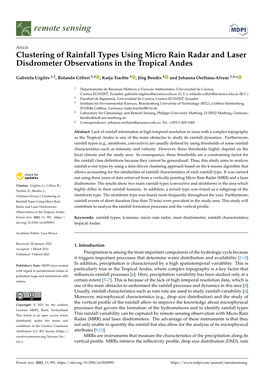 Clustering of Rainfall Types Using Micro Rain Radar and Laser Disdrometer Observations in the Tropical Andes