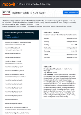 150 Bus Time Schedule & Line Route