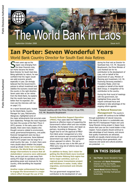 Ian Porter: Seven Wonderful Years World Bank Country Director for South East Asia Retires