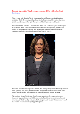 Kamala Harris First Black Woman on Major US Presidential Ticket Ben Ashford