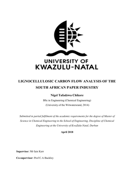 Lignocellulosic Carbon Flow Analysis of the South African Paper Industry