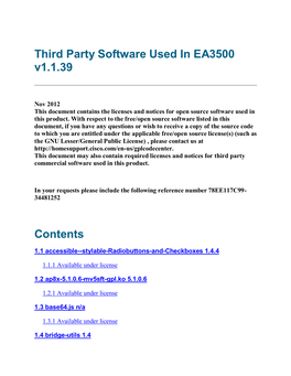 Third Party Software Used in EA3500 V1.1.39