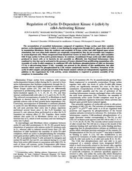 Cdk4-Activating Kinase JUN-YA KATO,' MASAAKI MATSUOKA,1,2 DAVID K