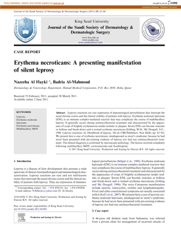 Erythema Necroticans: a Presenting Manifestation of Silent Leprosy