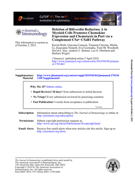 Deletion of Biliverdin Reductase a in Myeloid Cells Promotes Chemokine