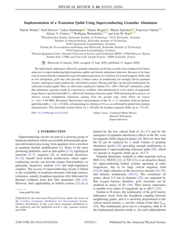 Implementation of a Transmon Qubit Using Superconducting Granular Aluminum