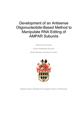 Development of an Antisense Oligonucleotide-Based Method to Manipulate RNA Editing of AMPAR Subunits