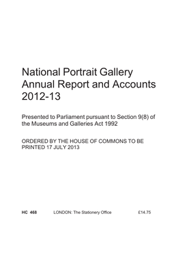 National Portrait Gallery Annual Report and Accounts 2012-13