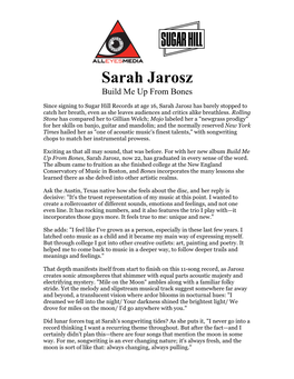 Sarah Jarosz Build Me up from Bones