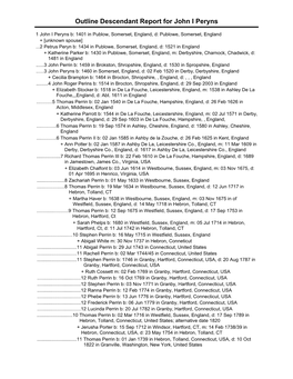 Outline Descendant Report for John I Peryns