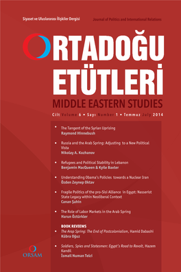 MIDDLE EASTERN STUDIES Cilt Volume 6 • Sayı Number 1 • Temmuz July 2014